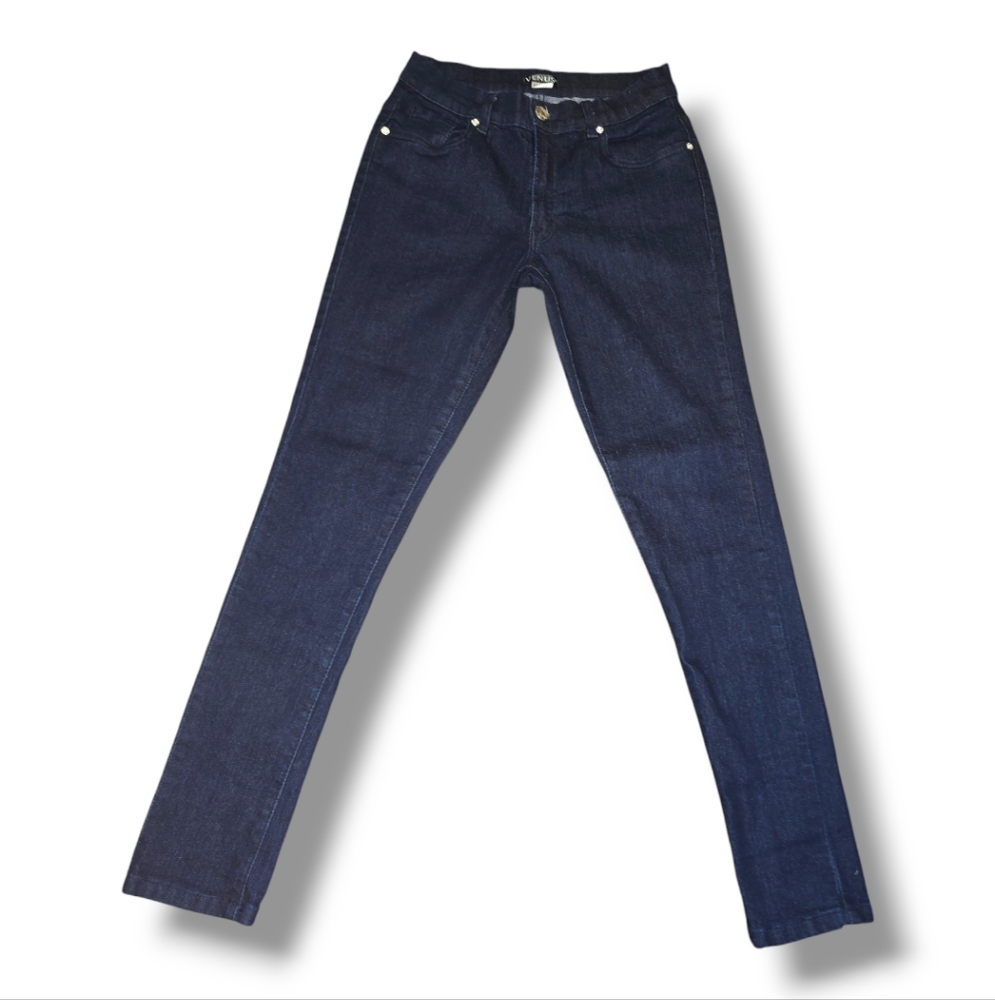NWOT-Women's Venus skinny jeans. Sz 4 reg. Color- Dark wash. Rhinestone details.